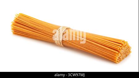brown integrale spaghetti pasta path isolated on white Stock Photo
