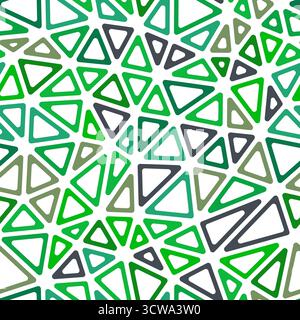 Abstract Mosaic Background. Medium triangle size. Multiple colors style. Rounded triangular cells outlined. Repeatable pattern. Green harmony. Stock Vector