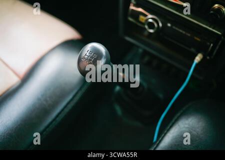 close up of manual car gear lever Stock Photo