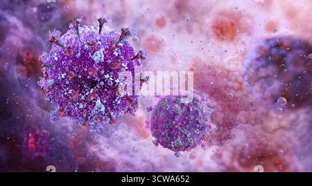 Illustration of HIV (human immunodeficiency virus) particles Stock ...