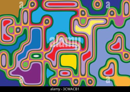 Psychedelic Abstract Flowing Pattern Background Colorful Liquid Labyrinth Art. Stock Vector