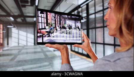 AR Interior Room Scan And Office 3D Design Technology Stock Photo