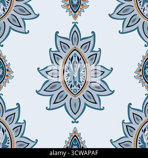 Cool Blue Mandala Lotus Ornament Stock Vector