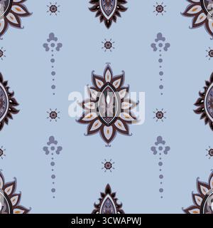 Lilac Blue Mandala Lotus Damask Stock Vector
