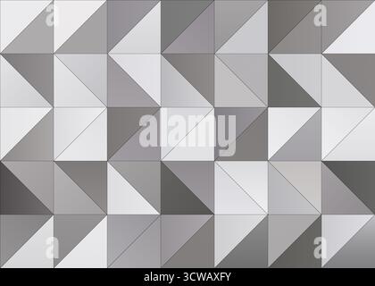 Abstract white and gray triangular shape seamless pattern. High resolution full frame modern geometric triangle background in black&white, copy space. Stock Photo