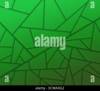 Mosaic of green geometric shapes or shattered pieces. Abstract high resolution full frame background, copy space. Stock Photo
