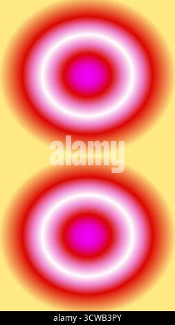 Blurred pink red target circles on yellow background. Mirrored Neon Red Glow Ovals Phone Wallpaper - Abstract Pink and Yellow Background Stock Vector