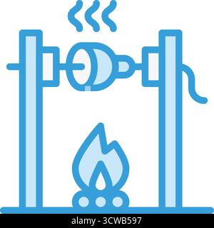 Medieval fire roasting Vector Icon Design Illustration Stock Vector