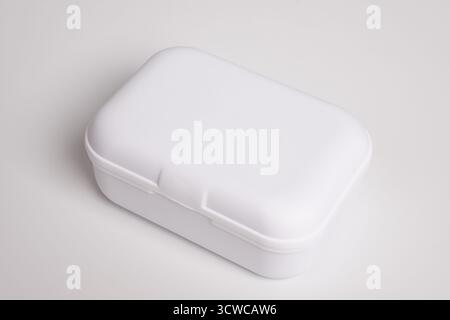 White small plastic box isolated on white background Stock Photo