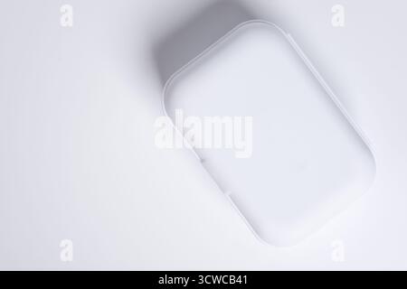 White small plastic box isolated on white background Stock Photo