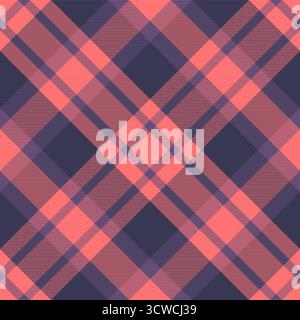Sophisticated plaid pattern in coral and navy. A seamless textile design evoking tradition and modern style. Use for backgrounds, fabrics, or creative Stock Vector
