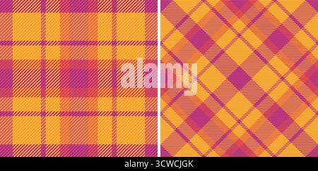 Textile vector plaid of background check fabric with a tartan seamless pattern texture. Set in gold colours for festive season decorations. Stock Vector
