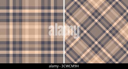 Vector plaid texture of pattern seamless tartan with a textile background check fabric. Set in vintage colours for garment industry trends. Stock Vector