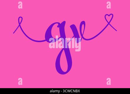 GV initial wedding monogram calligraphy vector illustration. Hand drawn lettering g and v love logo design for valentines day poster, greeting card, p Stock Vector