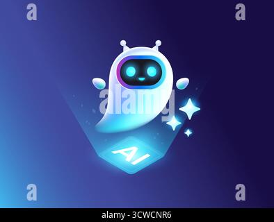 AI Agent 3d character design - Smiling abstract AI agent vector technology illustration Stock Vector