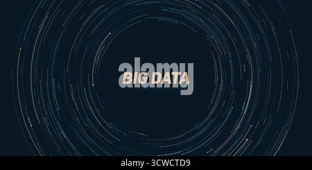 Vector abstract colorful round big data information visualization. Social network, financial analysis of complex databases. Visual information Stock Vector