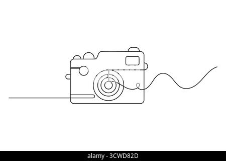 Video camera Continuous one line drawing of outline vector illustration. Stock Vector