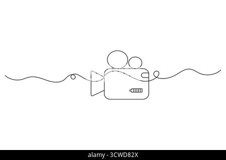 Video camera Continuous one line drawing of outline vector illustration. Stock Vector