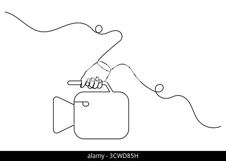 Video camera Continuous one line drawing of outline vector illustration. Stock Vector