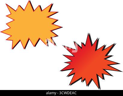 star brust pop art-Orange and Red Starburst Shapes – Blank Promotion Labels and Price Tag Icons for Marketing and Sale Design Stock Vector
