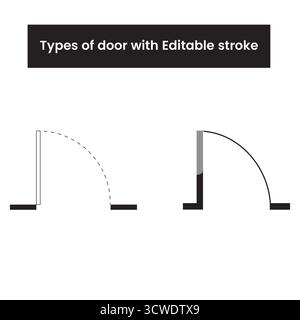 door plan icon set, vector, editable stroke Stock Vector