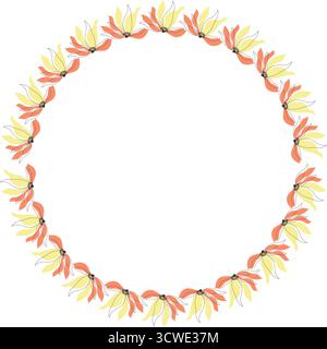 Spring meadow frame. Rectangle frame with flowers. Cute daisy empty frame box. Hand drawn illustration Stock Vector