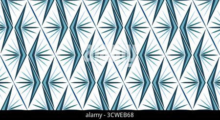 Sea blue unusual stylized ethnic seamless pattern. Decorative diagonal wavy ornament in shades of blue. Creative abstract wavy design of multi rayed s Stock Vector