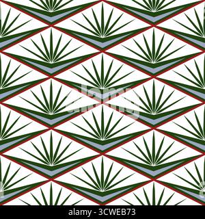 Seamless green abstract geometric pattern. Vector unusual ornament of polygonal shapes. Daring creative design. Mosaic tile background for wallpaper, Stock Vector
