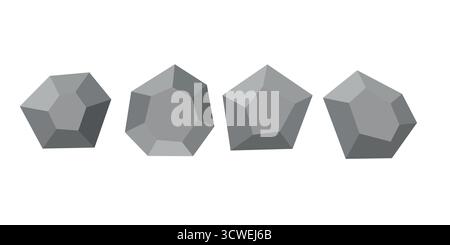 Cartoon stones. Rock stone isometric set. Boulders, natural building block shapes, wall stones. 3d flat isolated illustration. Vector collection Stock Vector