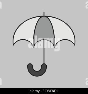 A simple, grayscale icon of an open umbrella. This symbol of protection from rain is perfect for weather apps, forecasts, or any design related to rai Stock Vector