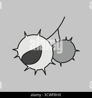 A simple grayscale icon of chestnuts in their spiky shells. This illustration is perfect for conveying themes of nature, forest, and autumn harvest. Stock Vector