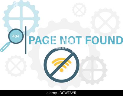 page not found with gear Stock Vector