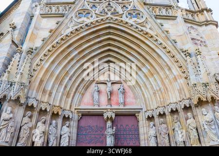 Decorated entrance of the historic cathedral of Erfurt, Germany Stock Photo