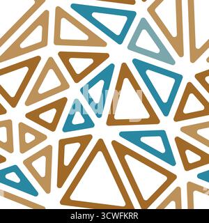 Geometric template background. Big triangles size. Multiple colors style. Rounded triangular cells outlined. Repeatable pattern. Contrasting Sands. Stock Vector