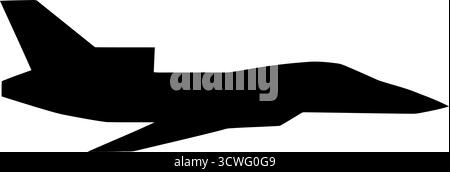 Black silhouette of a private jet or fighter plane icon vector Stock Vector