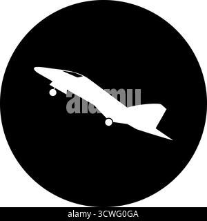 jet plane taking off icon in black circle Stock Vector