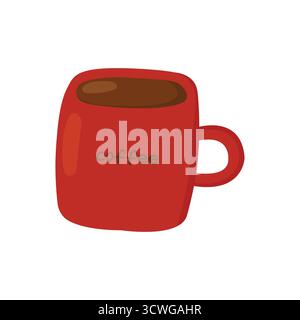 Red coffee cup with hot drink Illustration Stock Vector