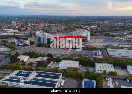 Aerial Image of Manchester United FC stadium at Old Trafford- Greater Manchester Stock Photo