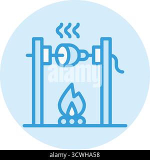 Medieval fire roasting Vector Icon Design Illustration Stock Vector