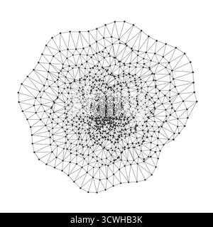 Complex geometric spiral structure with interconnected lines and nodes ideal for technology, science, or data visualization concepts isolated on white background vector illustration Stock Vector