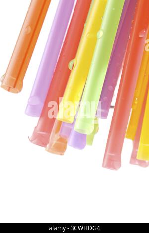 Drops and bunch of colorful straws Stock Photo