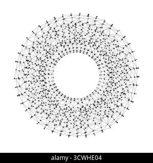 Abstract circular network pattern with interconnected nodes forming a complex geometric torus shape ideal for technology science backgrounds and modern design projects vector illustration Stock Vector