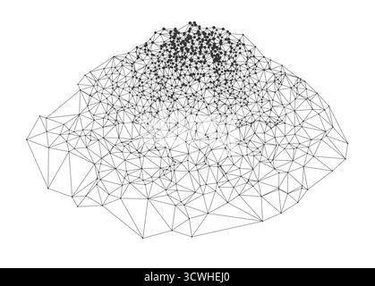 Modern polygonal wireframe mesh design perfect for technology backgrounds, science presentations, or digital art projects isolated on white background vector illustration Stock Vector