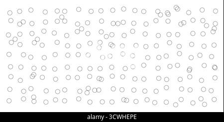Geometric seamless pattern of thin interlaced rings arranged randomly on a clean white background perfect for modern design projects or abstract backgrounds isolated vector illustration. Stock Vector