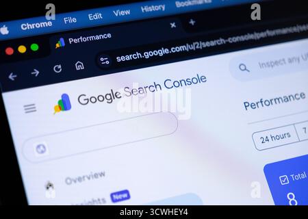 Poznan, Poland - September 11, 2025: Google Search Console provides in-depth analytics, empowering users to enhance online visibility and refine digit Stock Photo