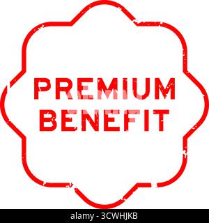 Grunge red premium benefit word square rubber seal stamp on white background Stock Vector