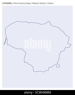 Lithuania plain country map. Medium details. Outline style. Shape of Lithuania. Vector illustration. Stock Vector