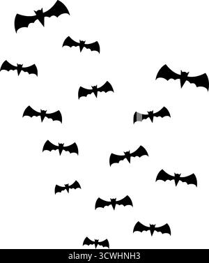 Silhouette of a cloud of bats - Halloween decoration Stock Vector