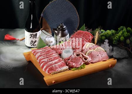 wagyu beef  Platter，wagyu beef set Stock Photo