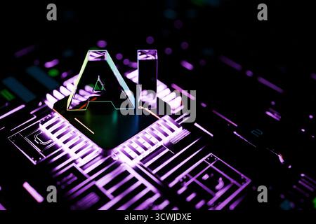 Futuristic AI Letters Glowing And CPU Processor On A Digital Circuit Board, Symbolizing Artificial Intelligence, Machine Learning, Innovation, And Mod Stock Photo